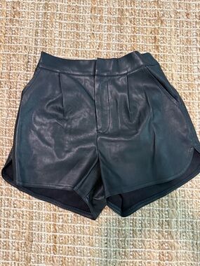 High-Rise Faux Leather Women’s Shorts - Black